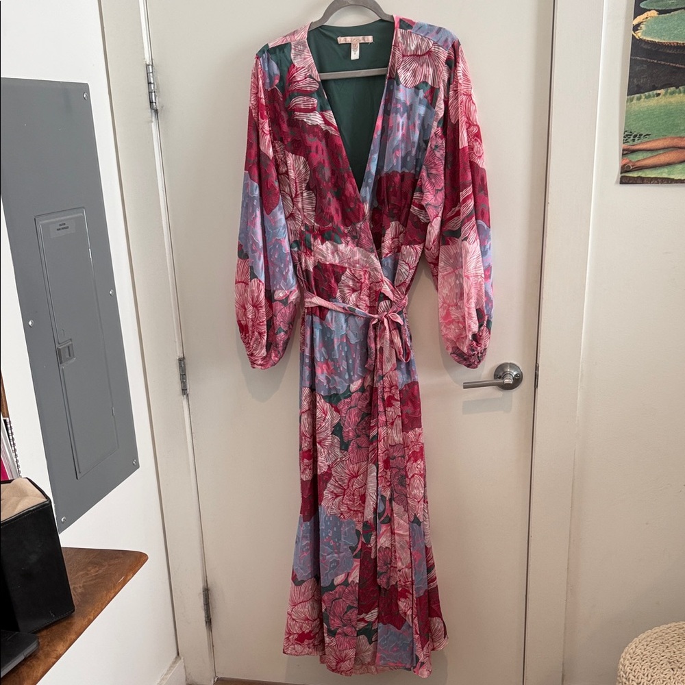 Anthropologie Floral Maxi Dress - Red and Blue